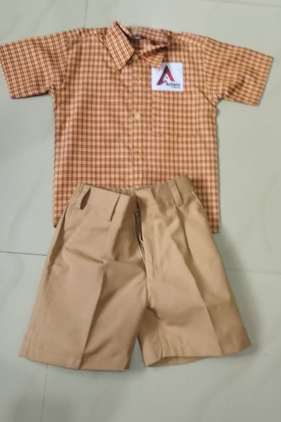 Brown Check Shirt Set